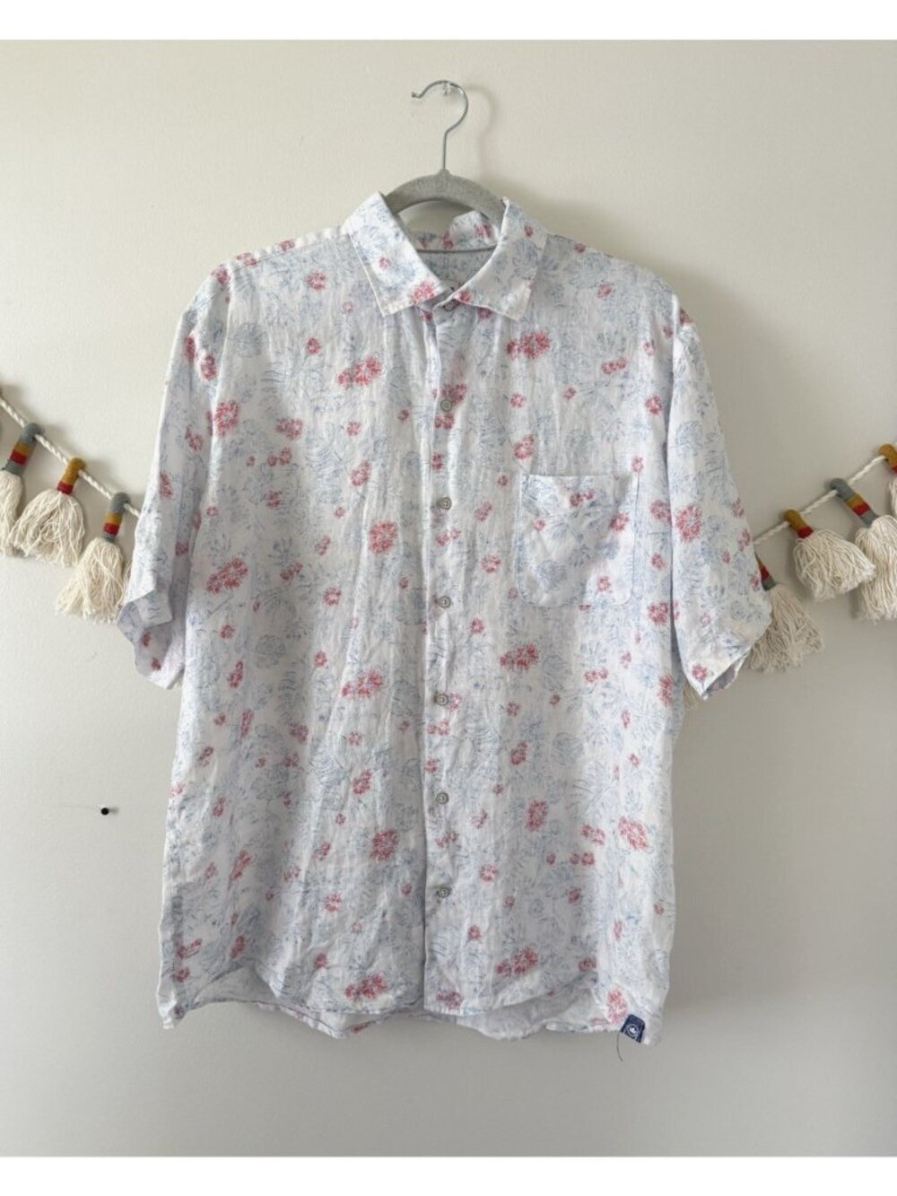 Peter Millar Palm Haven Button Down Linen Sport Shirt Breathable Beach Tropical